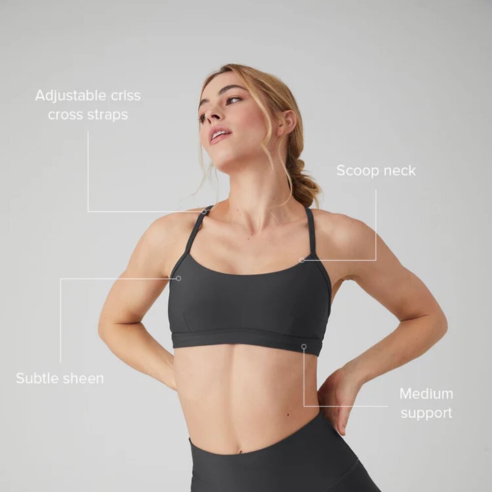 Alo Yoga Airlift Intrigue Sports Bra Anthracite Gray Size XS